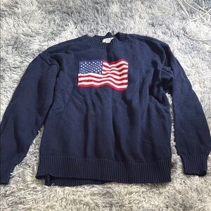 Navy Sweater with American Flag Crewneck